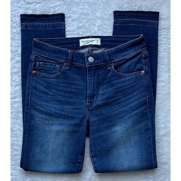Abercrombie & Fitch The Super Skinny Ankle Mid Rise Raw Released Hem Jeans, 27 - Picture 8 of 16